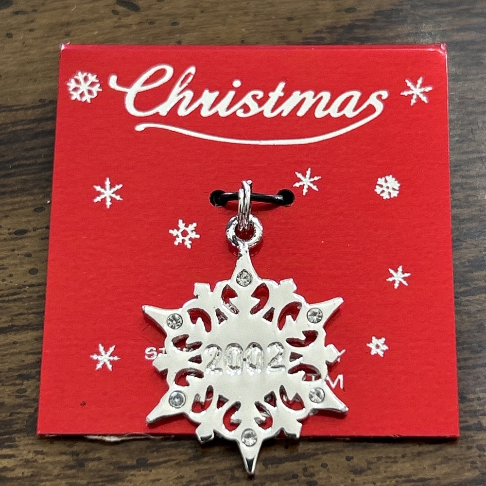 2002 Jezlaine Sterling Silver 925 Snowflake Christmas Pendant Charm Vintage NOS